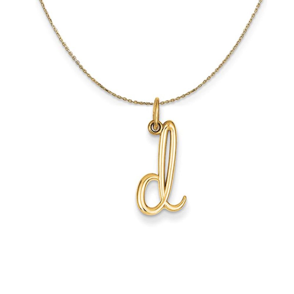 14k Yellow Gold, Claire Mini Lower Case Initial D Necklace - 24 Inch